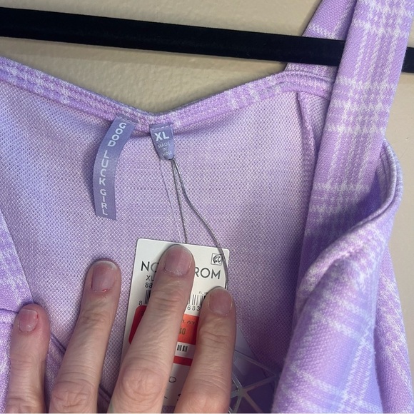 Good Luck Girl lilac plaid mini dress! Size XL - Picture 4 of 6